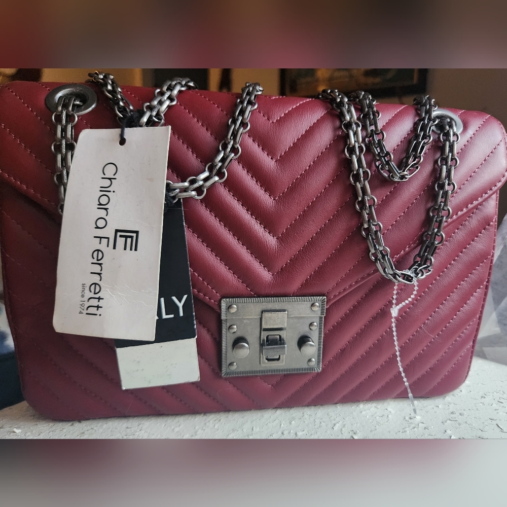 CHIARA FERRETTI  Ruby Red Crossbody Purse Medium New With Tags